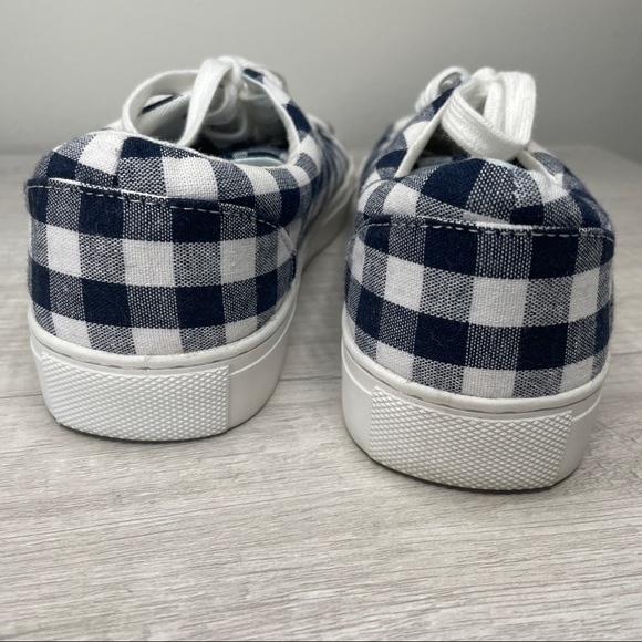 J. Crew Navy Gingham Roap Trip Canvas Lace-Up Sneaker Size 6 - Picture 9 of 10